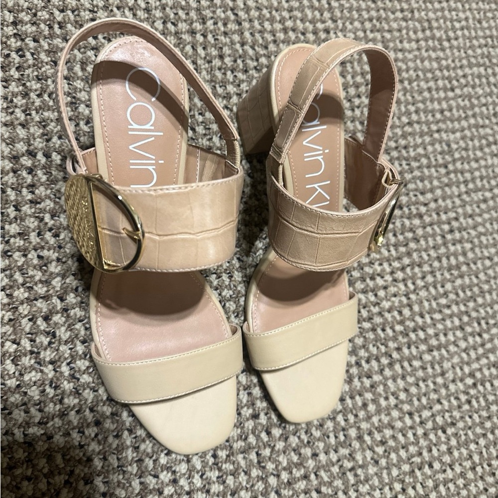 Calvin Klein Beige and Cream Sandals